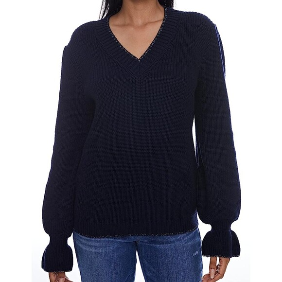 Gil' B Midweight Knitted V Neck Bell Sleeve Sweater Sz M - Picture 2 of 8